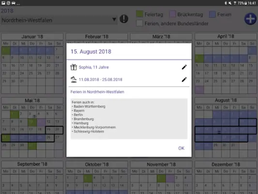 Bundesferien, Ferien+Feiertage android App screenshot 3